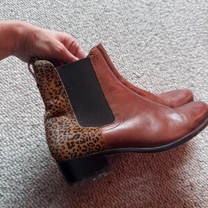 Joules Brown Leopard Print Ankle Boots
